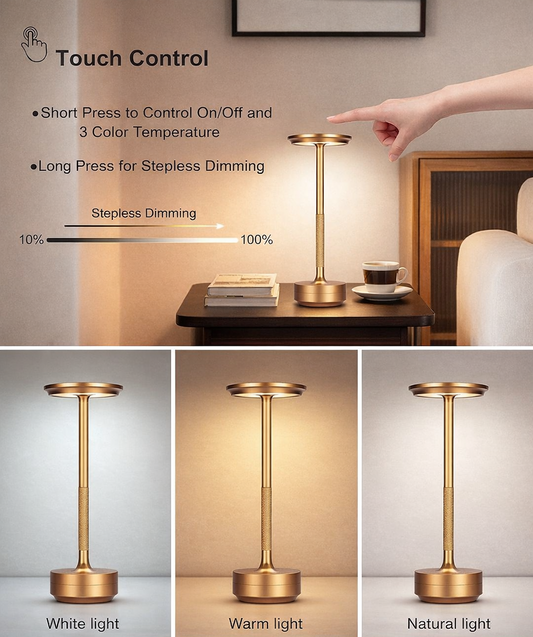 LUMITOP™ Nova Touch LED Table Lamp – Rechargeable, Dimmable & Cordless Minimal Light
