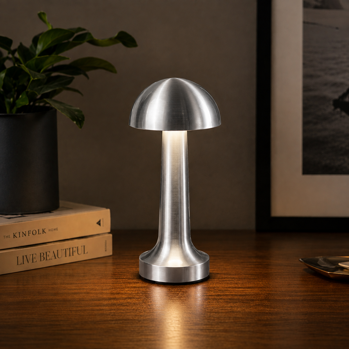 LUMITOP™ Amber Arc Touch LED Table Lamp – Minimal Rechargeable, Dimmable & Cordless LED Light