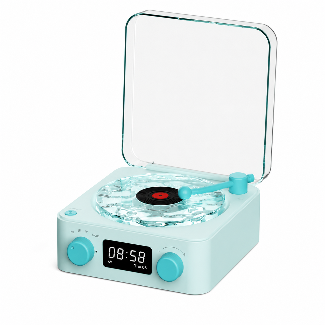 Lumitop Wave Vinyl Player - Retro-Style Waves Wireless Vinyl Bluetooth Speaker with Ambience Light