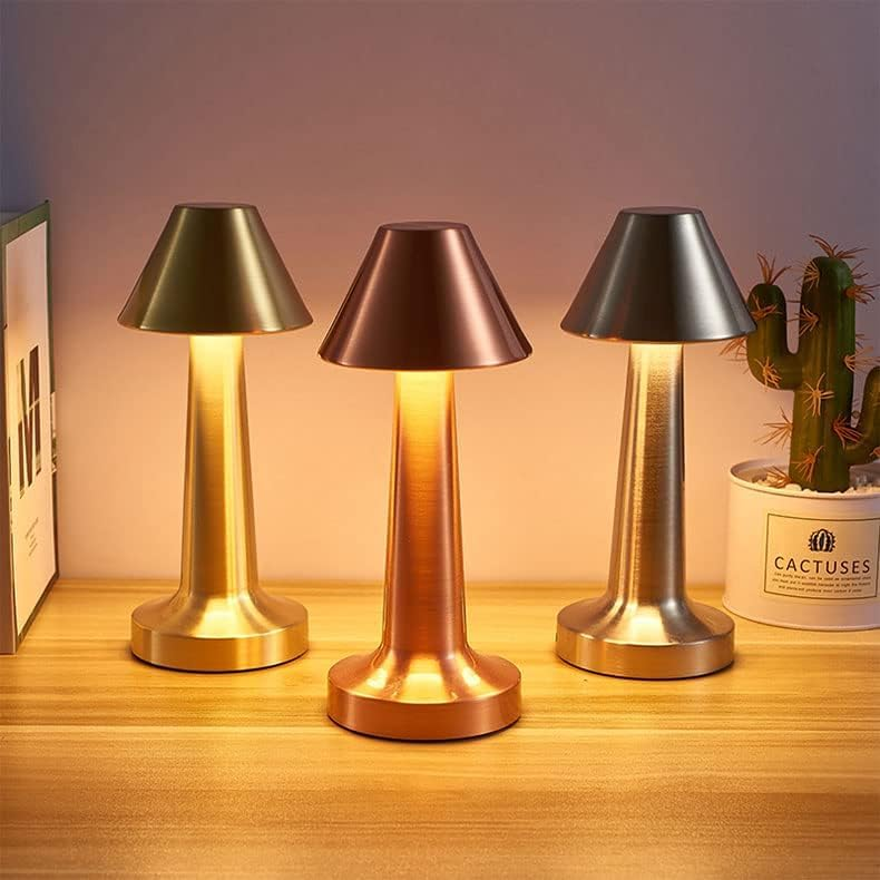 LUMITOP™ Amber Shroom Touch LED Table Lamp – Minimal Rechargeable, Dimmable & Cordless LED Light