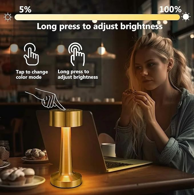 LUMITOP™ Amber Touch LED Table Lamp – Minimal Rechargeable, Dimmable & Cordless LED Light