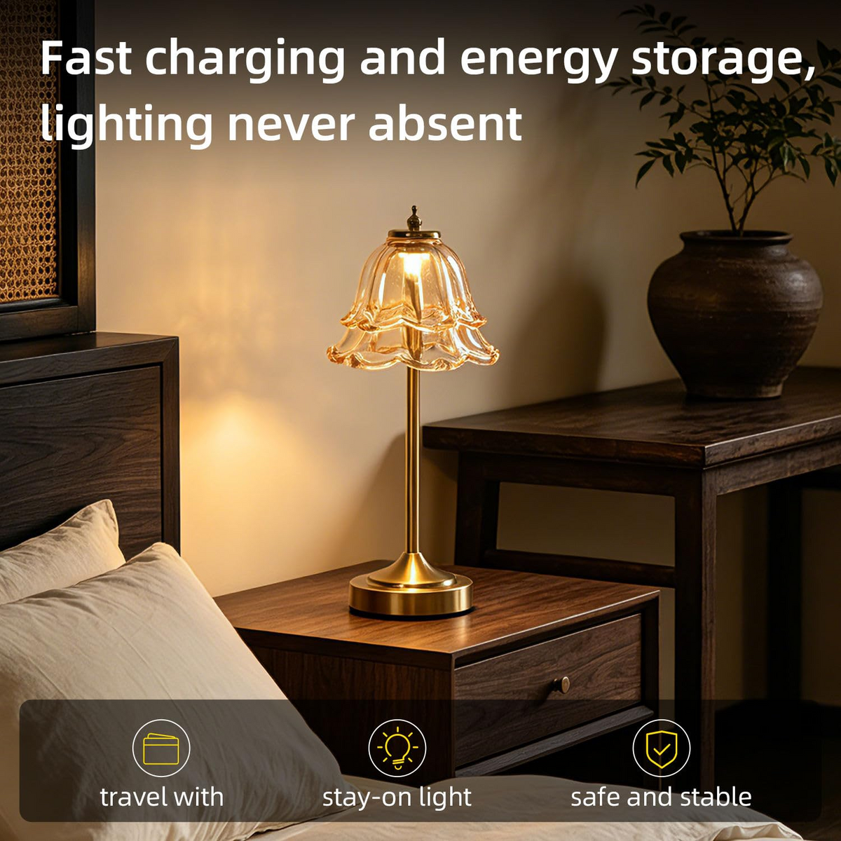 LUMITOP™ Fluer Bellora Touch LED Flower Table Lamp – Rechargeable, Dimmable & Cordless LED Light