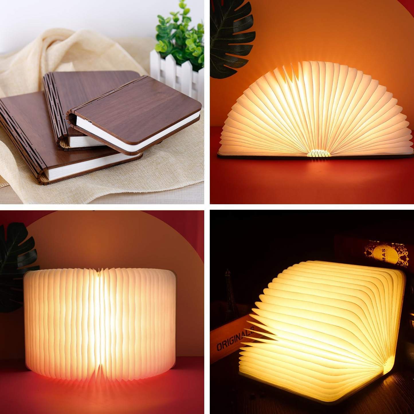 Lumitop Panna Wooden Book Lamp | Magnetic Foldable Design, 3 Colour LED, USB Rechargeable