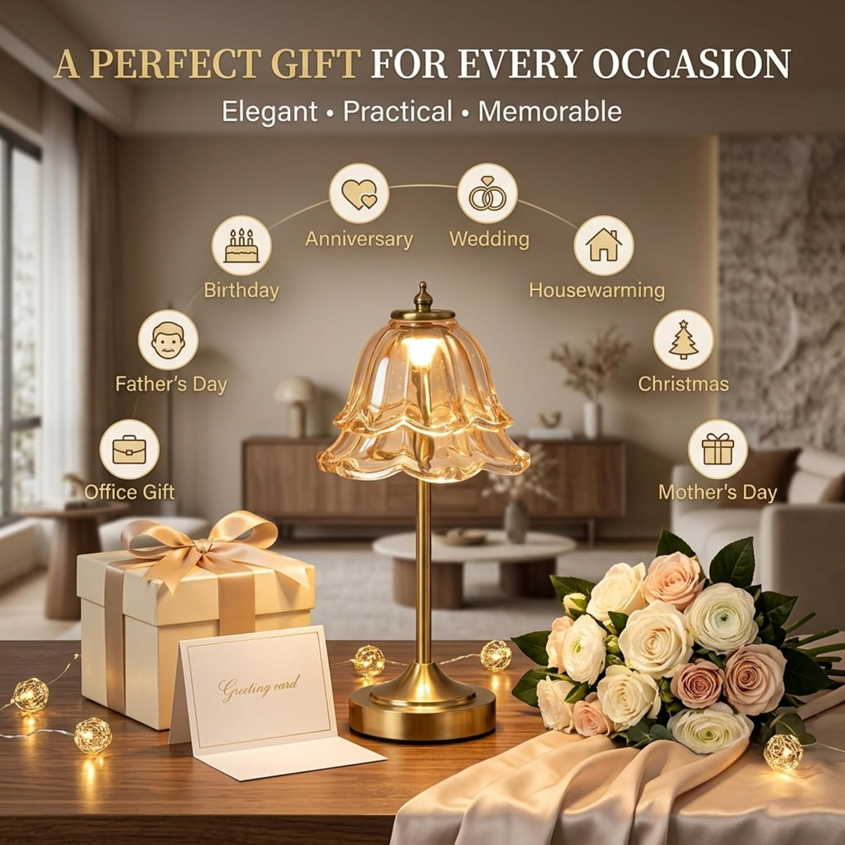 LUMITOP™ Fluer Bellora Touch LED Flower Table Lamp – Rechargeable, Dimmable & Cordless LED Light