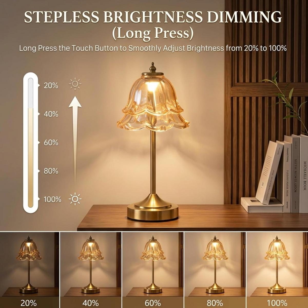 LUMITOP™ Fluer Bellora Touch LED Flower Table Lamp – Rechargeable, Dimmable & Cordless LED Light
