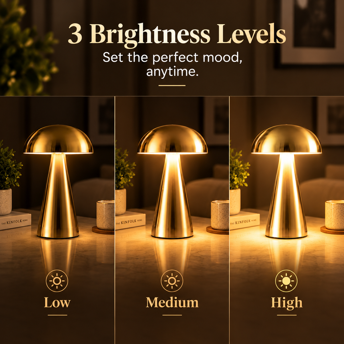 LUMITOP™ Shroom Touch LED Table Lamp – Rechargeable, Dimmable & Cordless Minimal Light