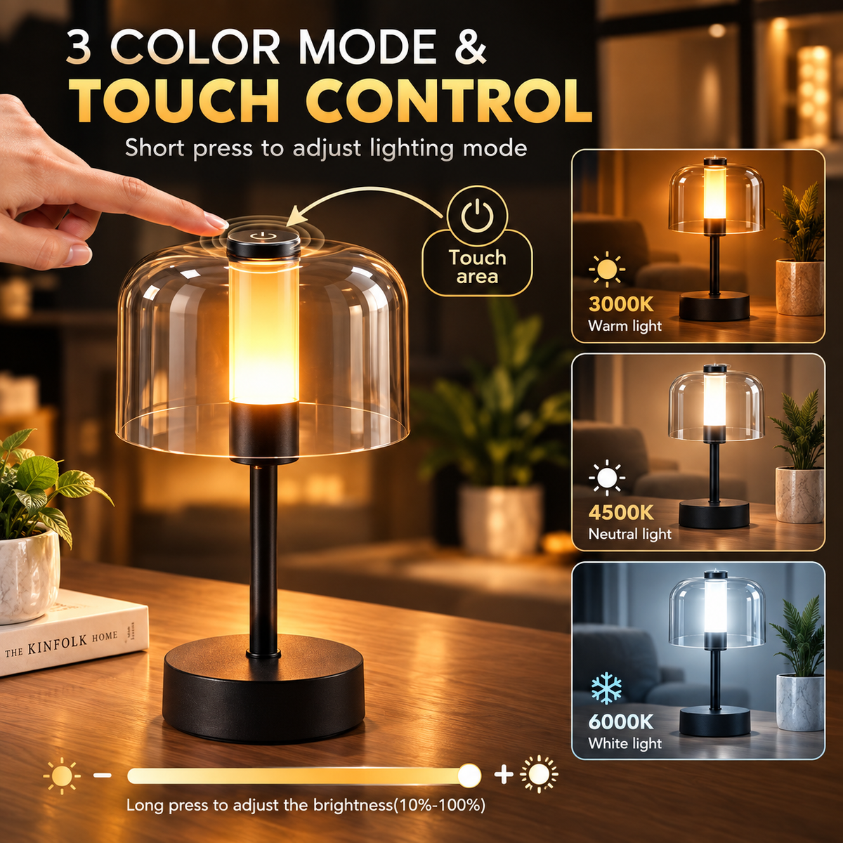 LUMITOP™ Candlume Touch LED Table Lamp – Rechargeable, Dimmable & Cordless LED Light