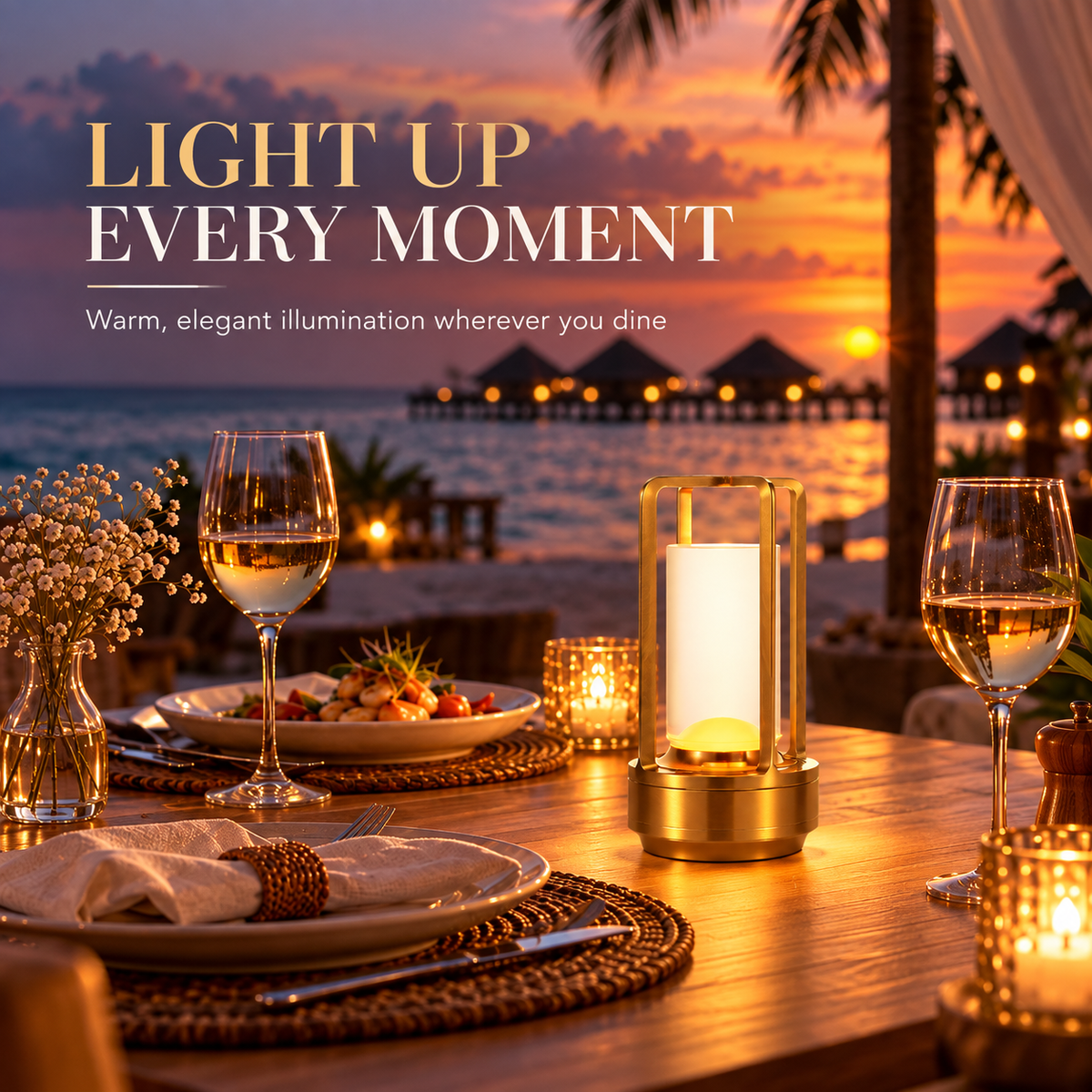 LUMITOP™ Lent Touch LED Lantern Style Table Lamp – Rechargeable, Dimmable & Cordless LED Light
