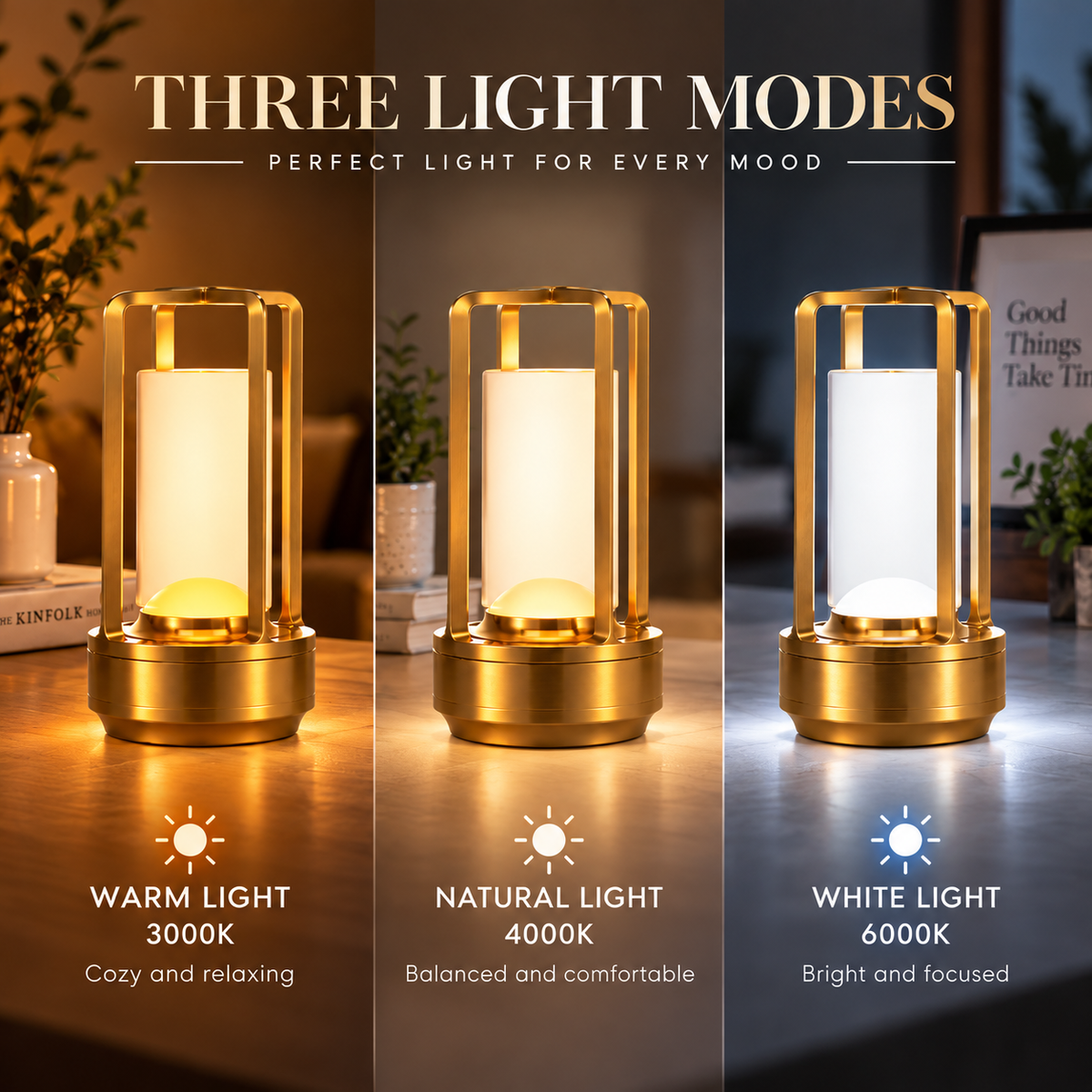 LUMITOP™ Lent Touch LED Lantern Style Table Lamp – Rechargeable, Dimmable & Cordless LED Light