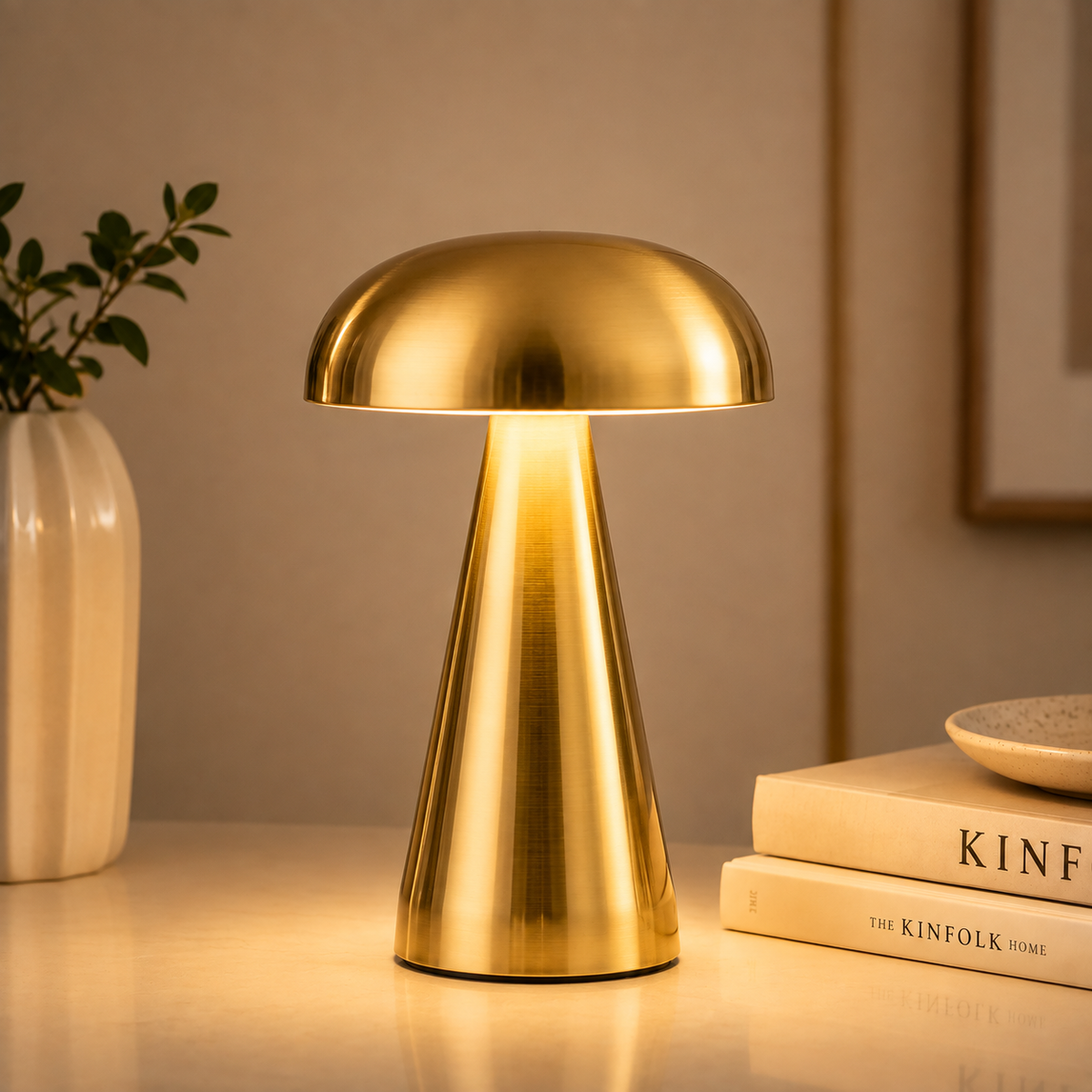 LUMITOP™ Shroom Touch LED Table Lamp – Rechargeable, Dimmable & Cordless Minimal Light