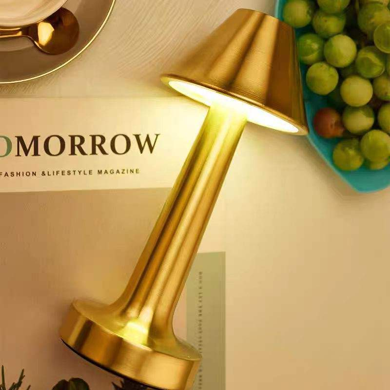 LUMITOP™ Amber Shroom Touch LED Table Lamp – Minimal Rechargeable, Dimmable & Cordless LED Light