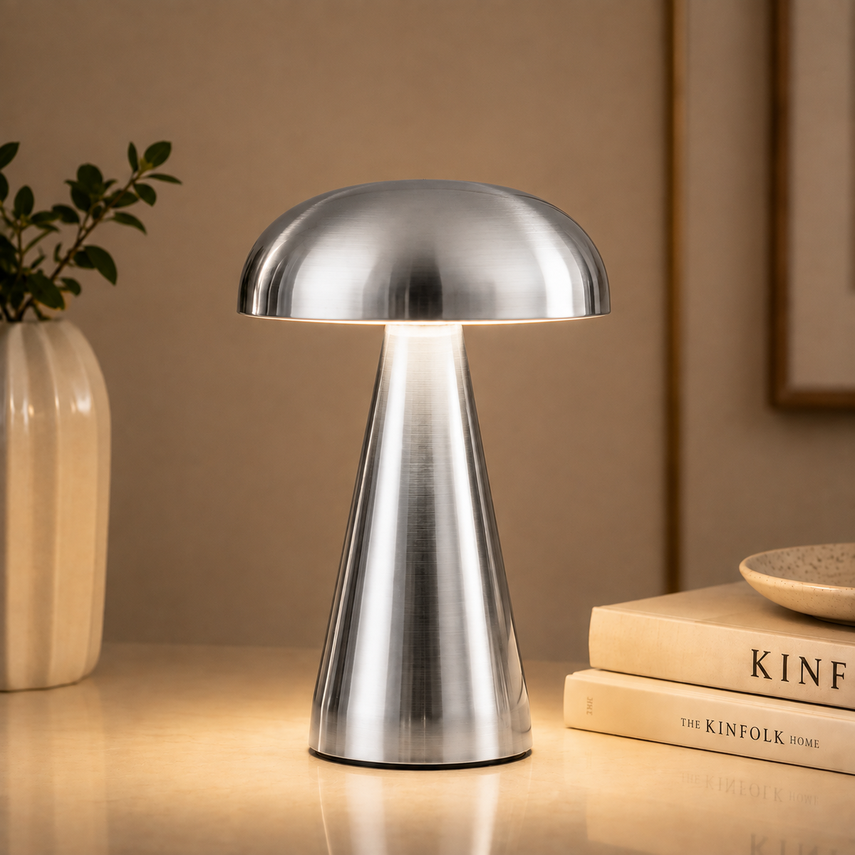 LUMITOP™ Shroom Touch LED Table Lamp – Rechargeable, Dimmable & Cordless Minimal Light