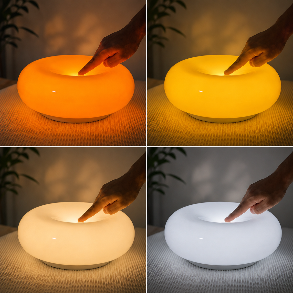 LUMITOP™ Donut — Glow Dimmable Glass Table Lamp, Wall Lamp | Donut Shaped Design, 3 Colour Switchable, Brightness and Touch Control Lamp