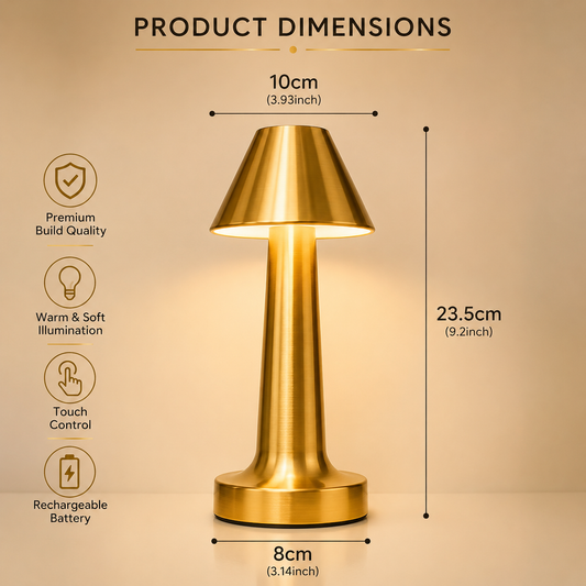 LUMITOP™ Amber Shroom Touch LED Table Lamp – Minimal Rechargeable, Dimmable & Cordless LED Light