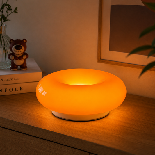 LUMITOP™ Donut — Glow Dimmable Glass Table Lamp, Wall Lamp | Donut Shaped Design, 3 Colour Switchable, Brightness and Touch Control Lamp