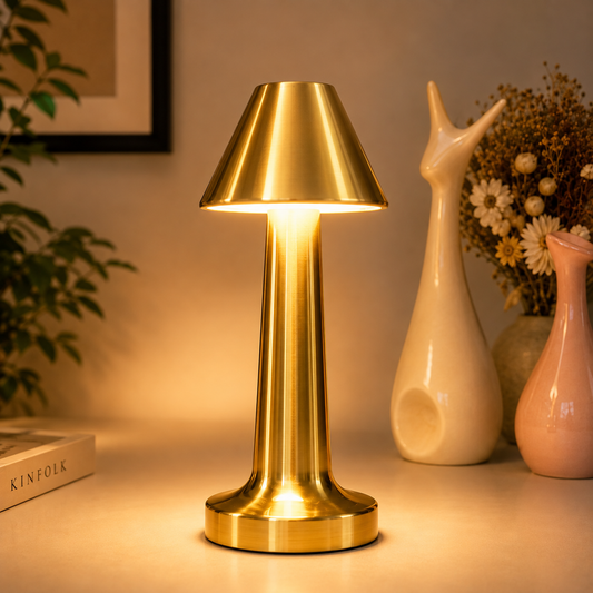 LUMITOP™ Amber Shroom Touch LED Table Lamp – Minimal Rechargeable, Dimmable & Cordless LED Light