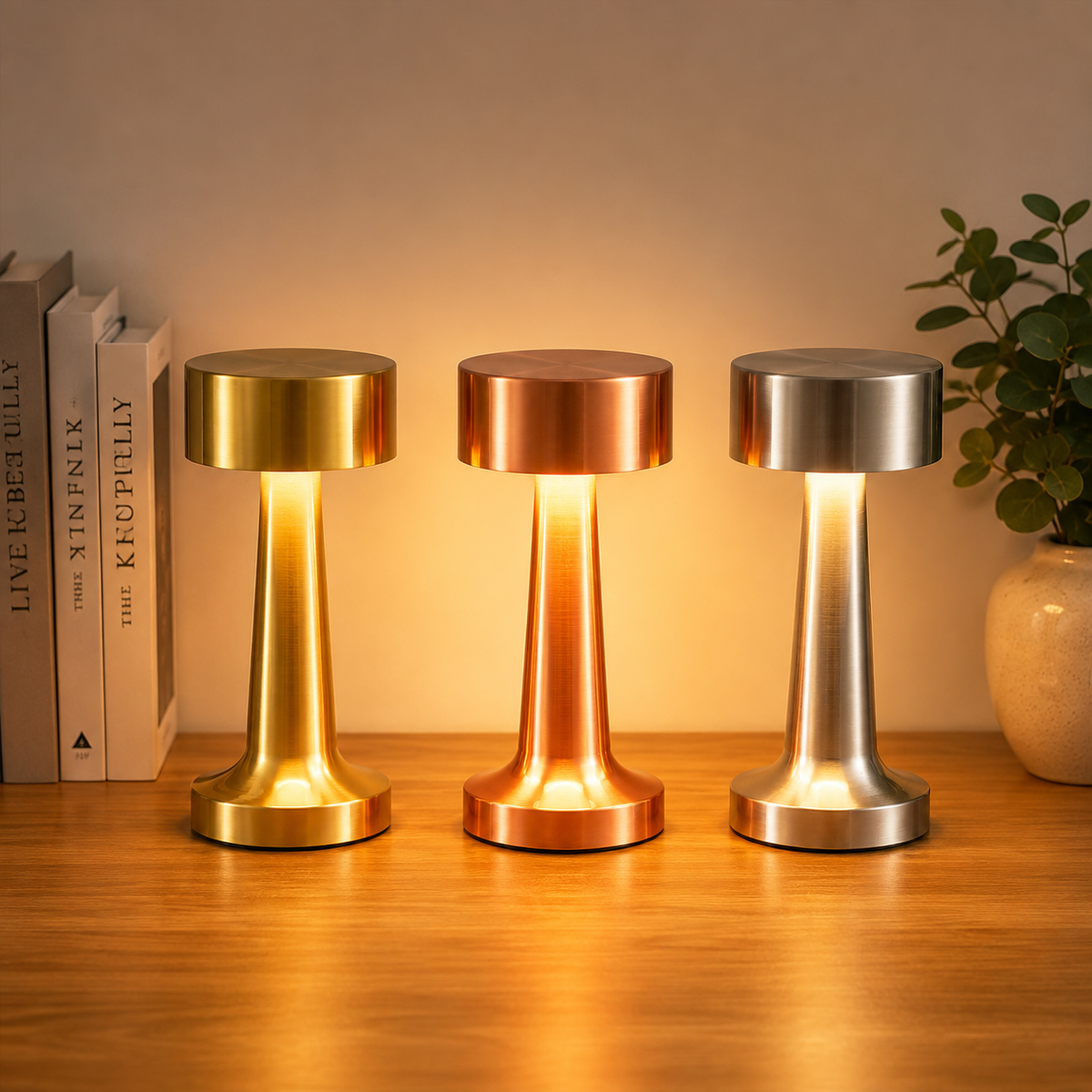 LUMITOP™ Amber Touch LED Table Lamp – Minimal Rechargeable, Dimmable & Cordless LED Light
