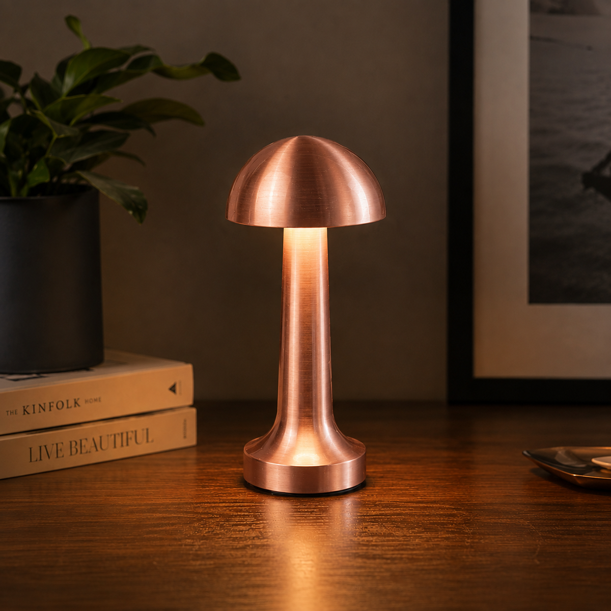 LUMITOP™ Amber Arc Touch LED Table Lamp – Minimal Rechargeable, Dimmable & Cordless LED Light