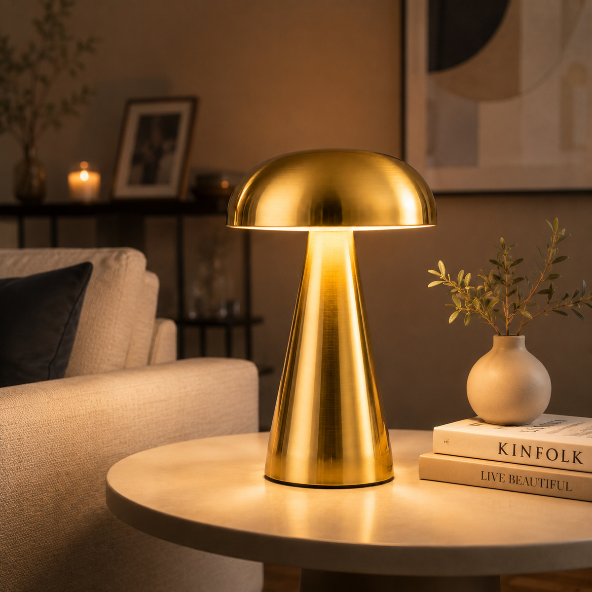 LUMITOP™ Shroom Touch LED Table Lamp – Rechargeable, Dimmable & Cordless Minimal Light